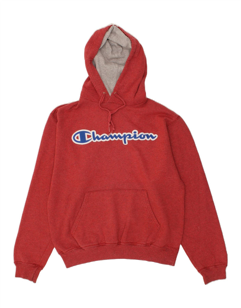 CHAMPION Mens Graphic Hoodie Jumper Medium Red Cotton | Vintage Champion | Thrift | Second-Hand Champion | Used Clothing | Messina Hembry 