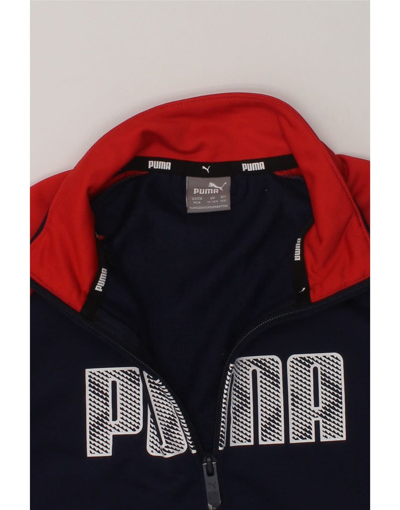PUMA Boys Graphic Tracksuit Top Jacket 11-12 Years Medium  Navy Blue | Vintage Puma | Thrift | Second-Hand Puma | Used Clothing | Messina Hembry 