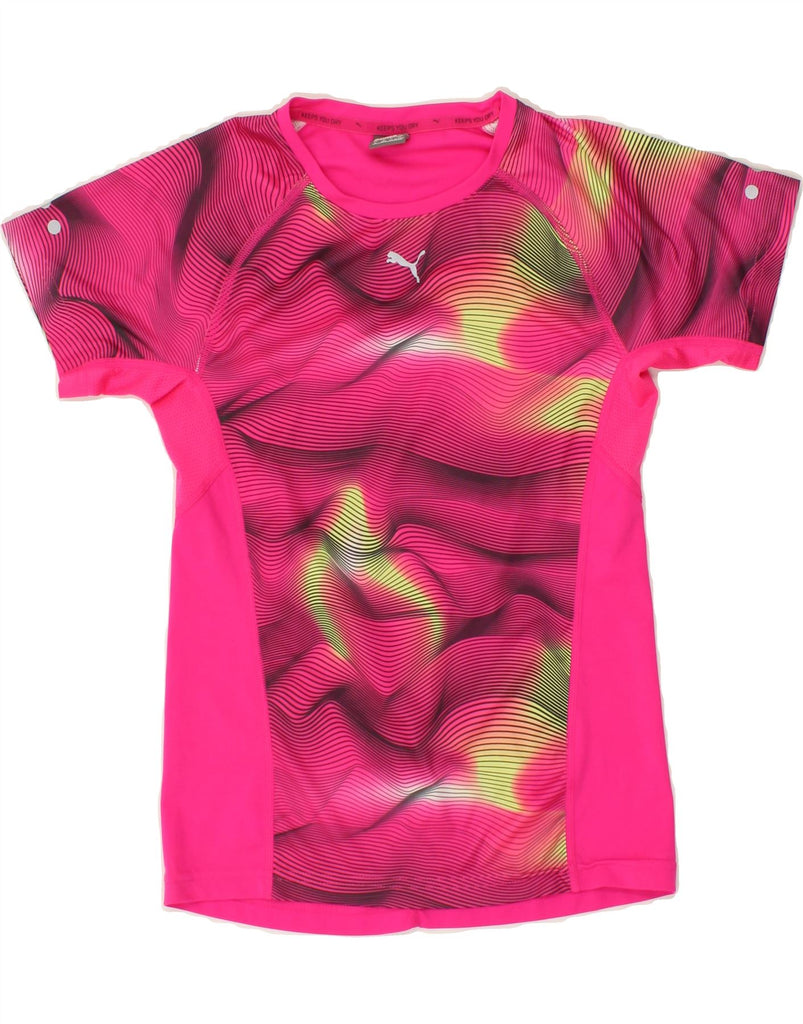 PUMA Girls Abstract Pattern T-Shirt Top 11-12 Years Pink | Vintage Puma | Thrift | Second-Hand Puma | Used Clothing | Messina Hembry 