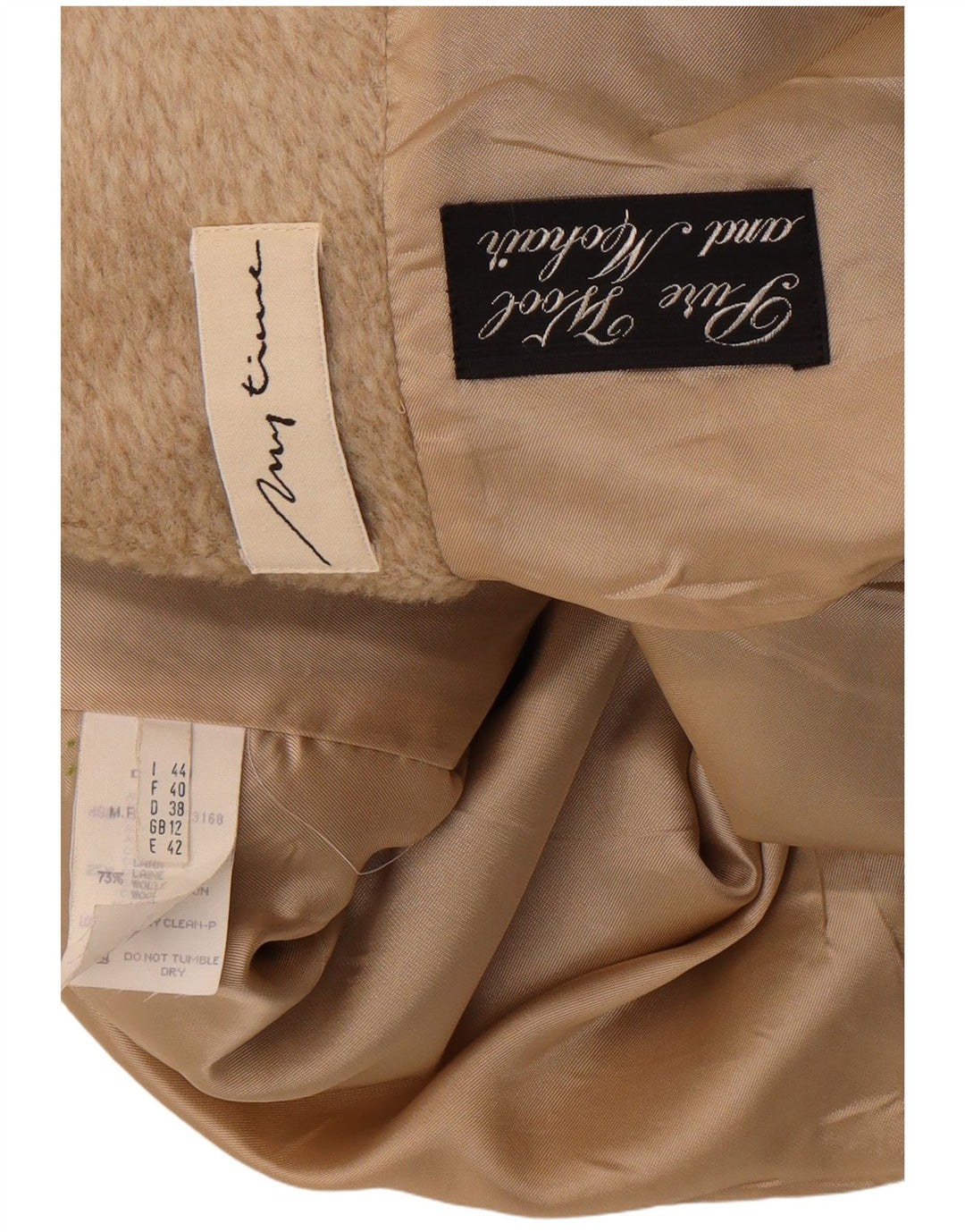 Vintage Womens Oversized Overcoat UK 12 Medium Beige Wool