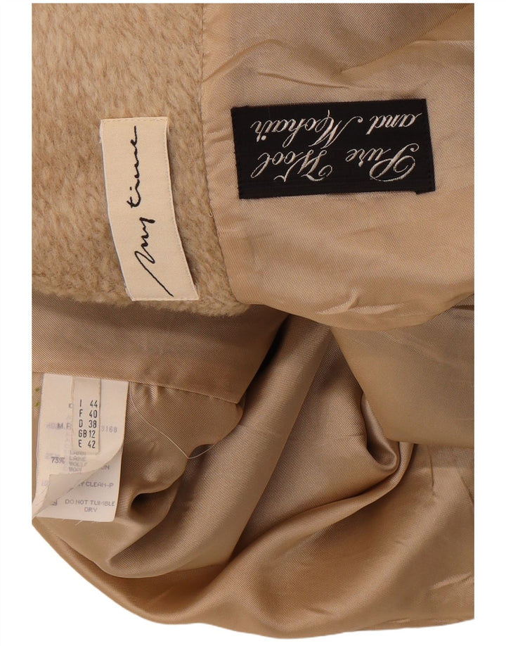 Vintage Womens Oversized Overcoat UK 12 Medium Beige Wool
