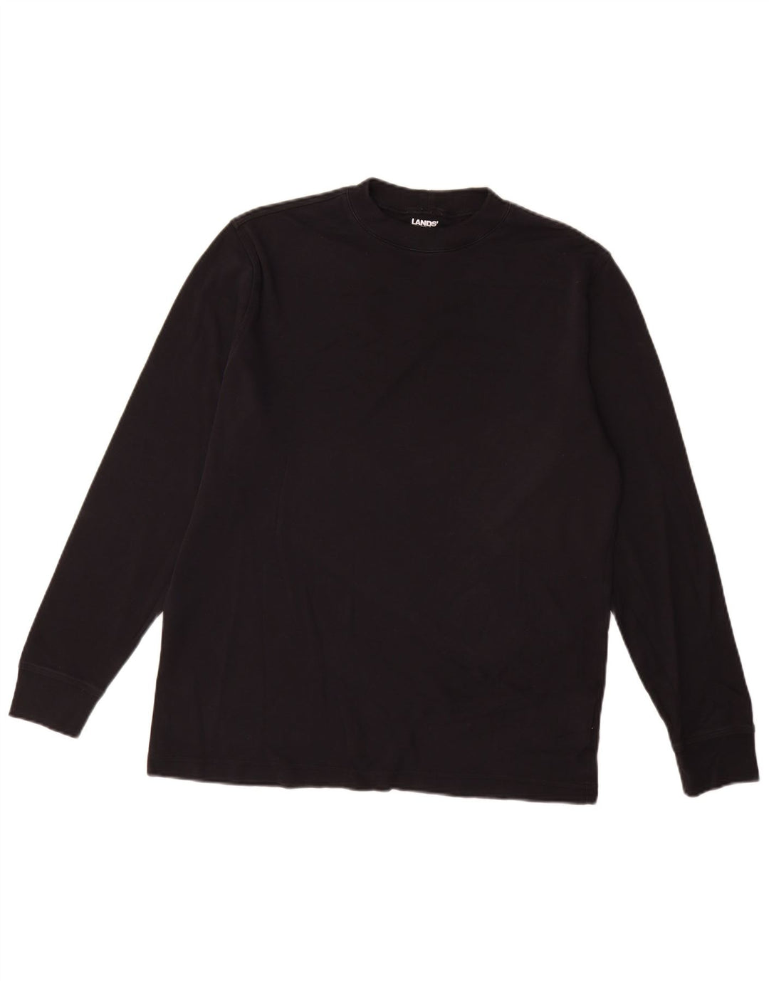 Lands End Mens Top Long Sleeve Medium Black Cotton