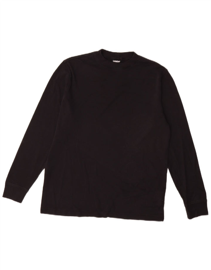Lands End Mens Top Long Sleeve Medium Black Cotton