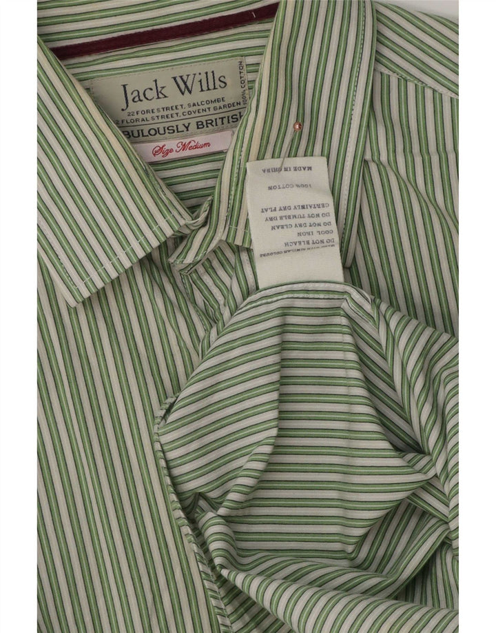 Jack Wills Mens Shirt Medium Green Striped Cotton