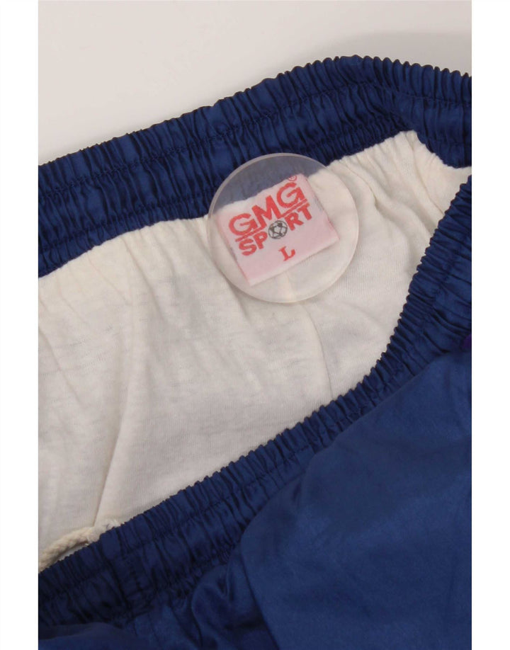 Vintage Mens Tracksuit Trousers Joggers Large Navy Blue Polyester