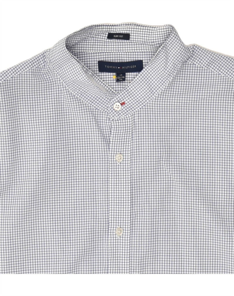 TOMMY HILFIGER Mens Slim Fit Shirt Size 17 XL Blue Check Cotton | Vintage Tommy Hilfiger | Thrift | Second-Hand Tommy Hilfiger | Used Clothing | Messina Hembry 