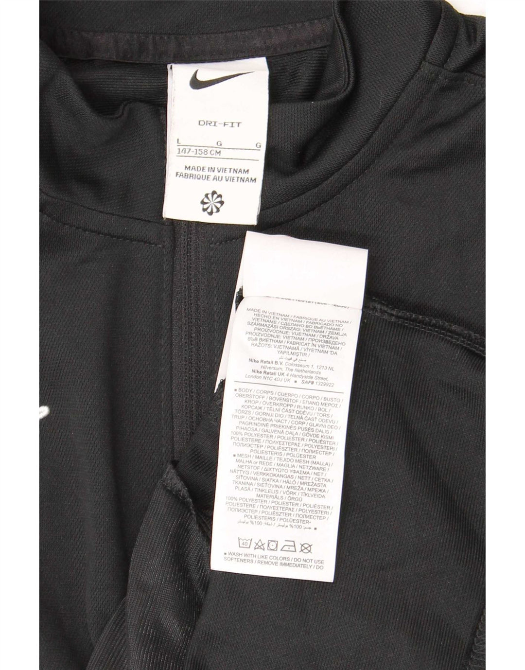 Nike Boys Dri Fit Tracksuit Top Jacket 12-13 Years Large Black Polyester