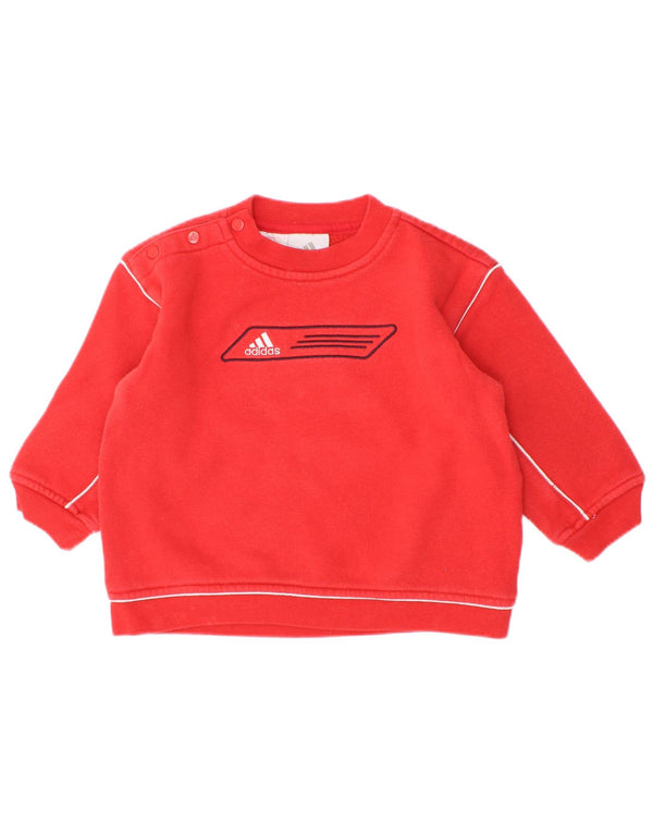 Adidas Baby Boys Graphic Button Neck Sweatshirt Jumper 9-12 Months Red