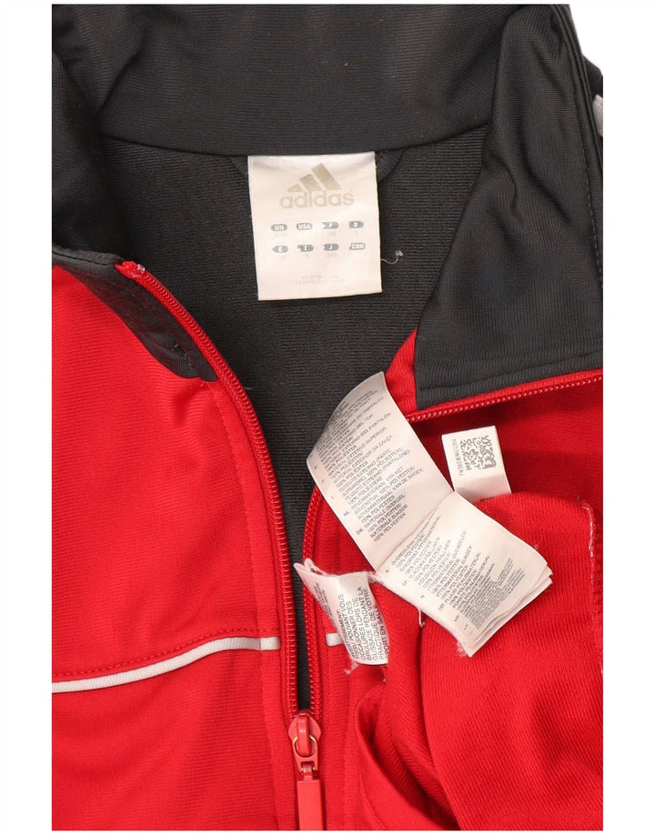 Adidas Mens Tracksuit Top Jacket UK 46/48 XL Red Colourblock Polyester
