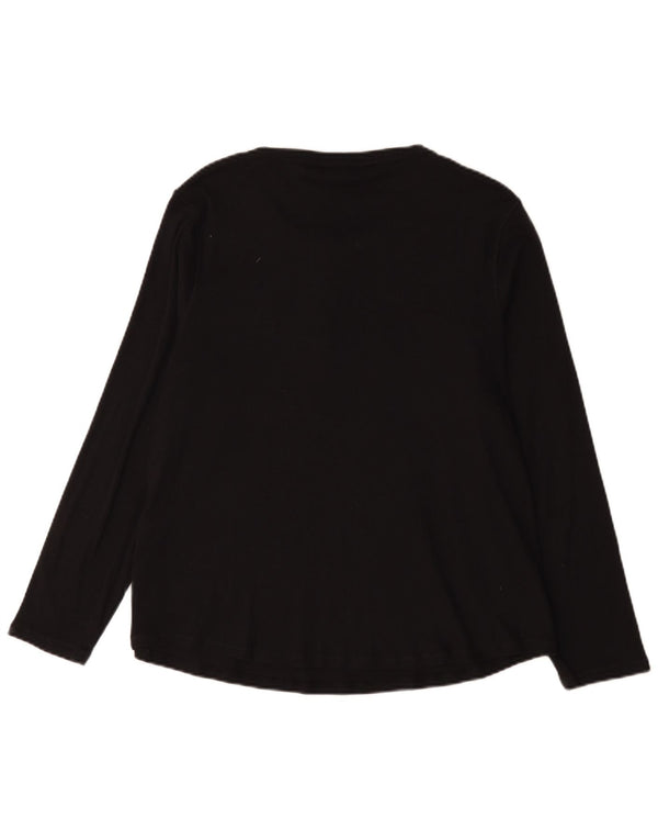 Marks & Spencer Womens Top Long Sleeve UK 22 3XL Black Cotton