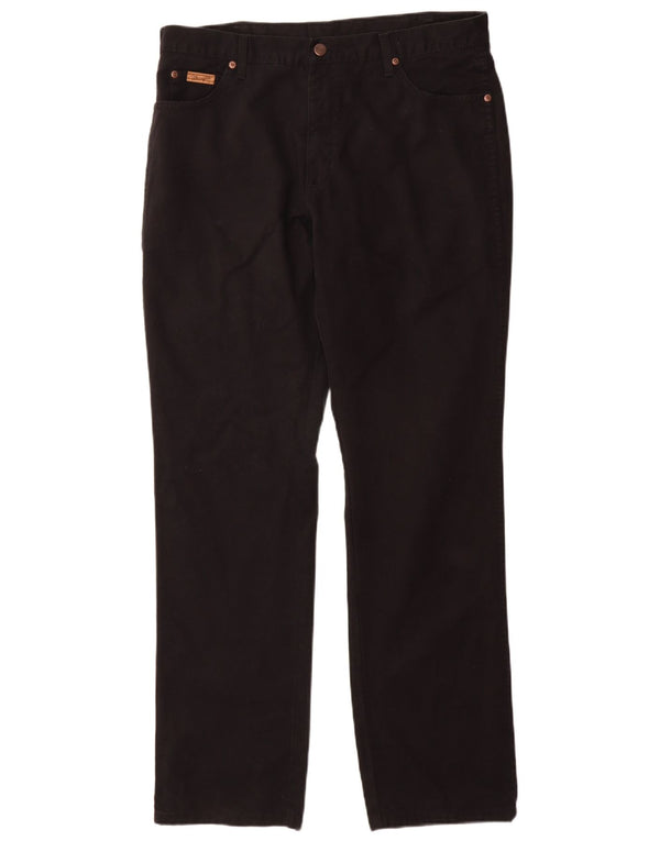 Wrangler Mens Texas Straight Casual Trousers W36 L34 Black Cotton