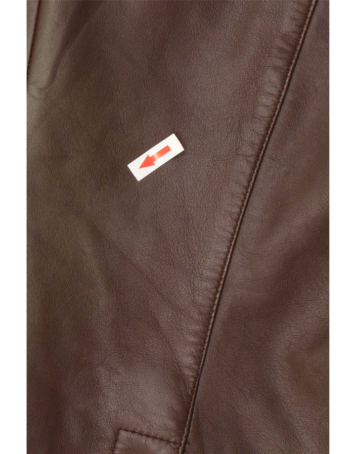 Alba Moda Womens Leather Blazer Jacket UK 14 Medium Brown