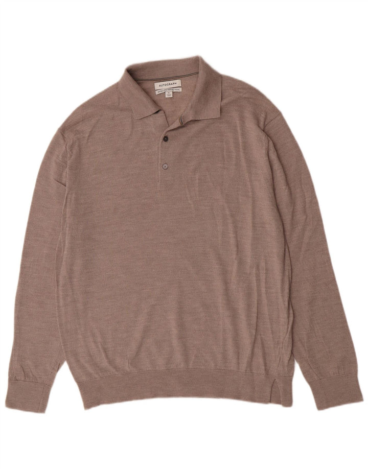 Marks & Spencer Mens Autograph Polo Neck Jumper Sweater XL Beige