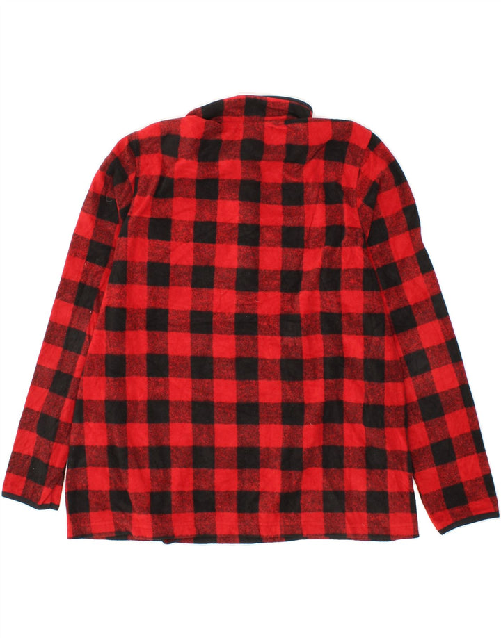 EDDIE BAUER Womens Button Neck Fleece Jumper UK 16 Large Red Check Vintage Eddie Bauer and Second-Hand Eddie Bauer from Messina Hembry 
