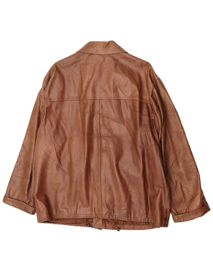 Mays Mens Leather Jacket IT 50 Large Brown Leather