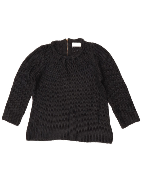 Zara Womens 3/4 Sleeve Boat Neck Jumper Sweater UK 10 Small Black