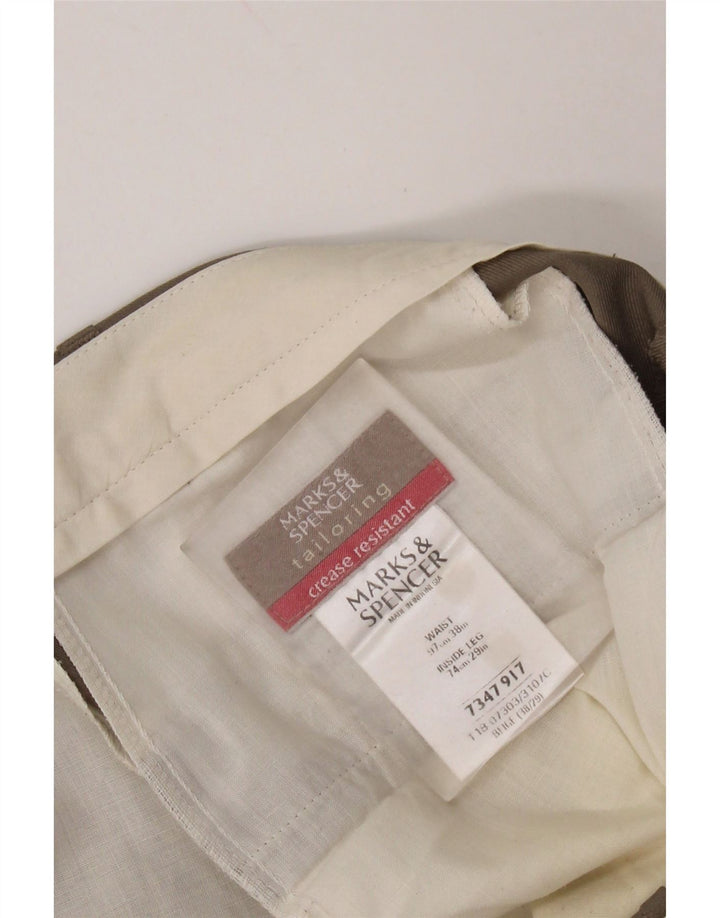 MARKS & SPENCER Mens Straight Suit Trousers W38 L29 Beige Polyester