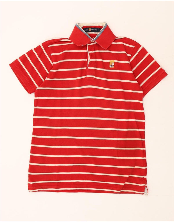 Marina Militare Mens Polo Shirt Medium Red Striped Cotton