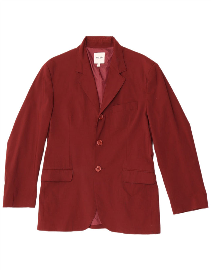 Moschino Mens 3 Button Blazer Jacket UK 36 Small Maroon Viscose