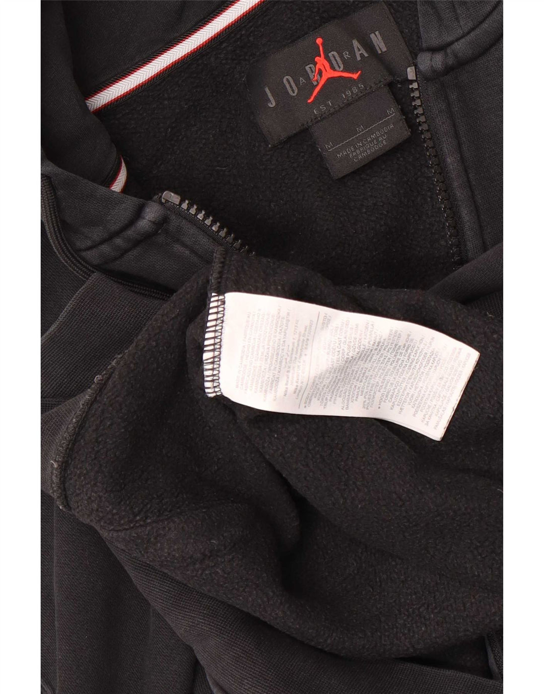 Jordan Mens Zip Hoodie Sweater Medium Black Cotton