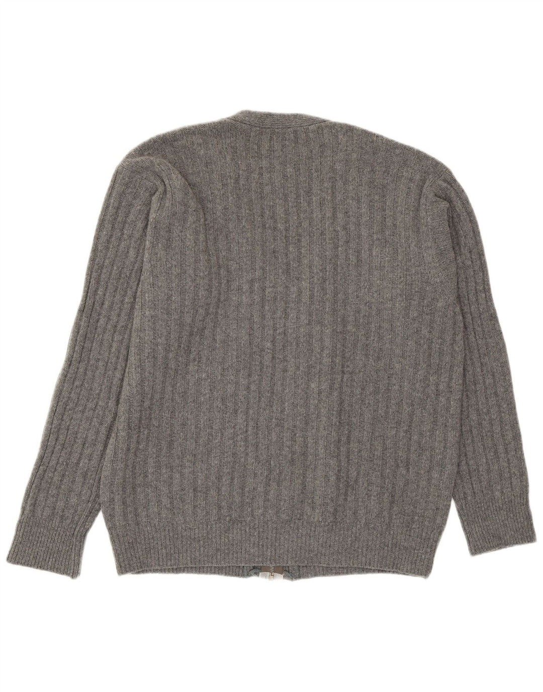Sisley Mens Cardigan Sweater Large Grey Wool