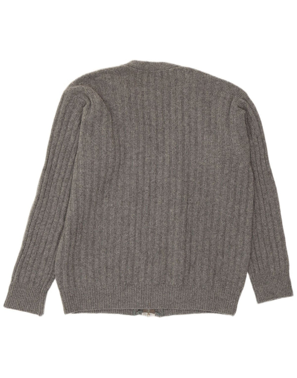 Sisley Mens Cardigan Sweater Large Grey Wool