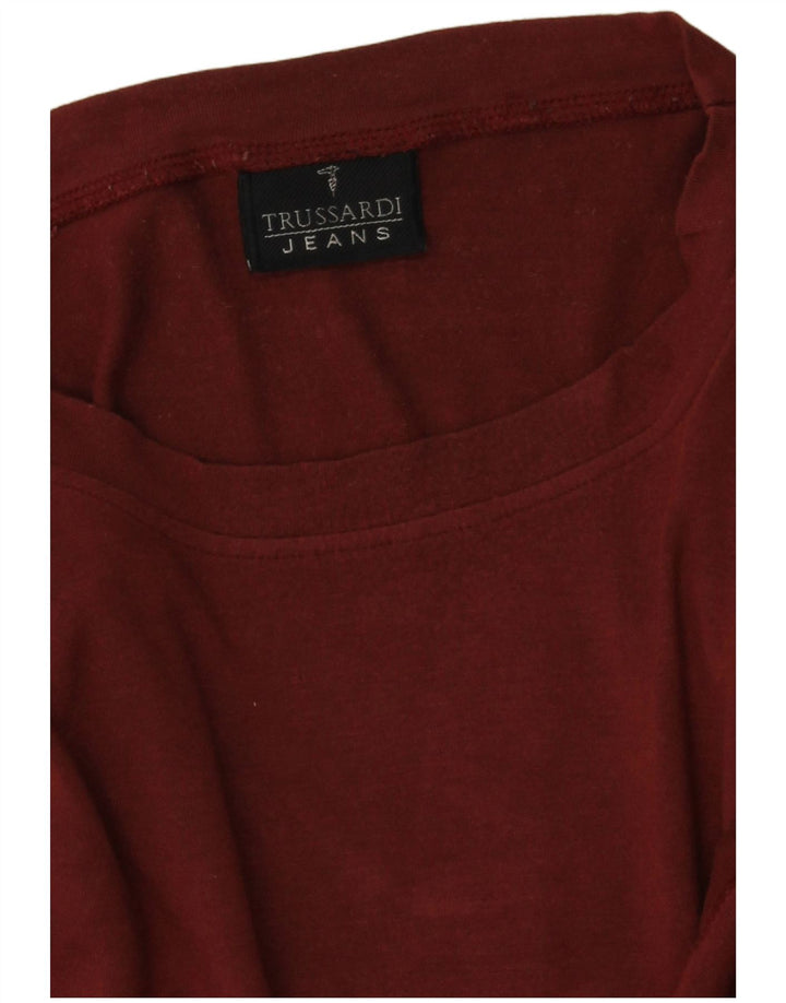 Trussardi Jeans Mens Top Long Sleeve Large Red Viscose