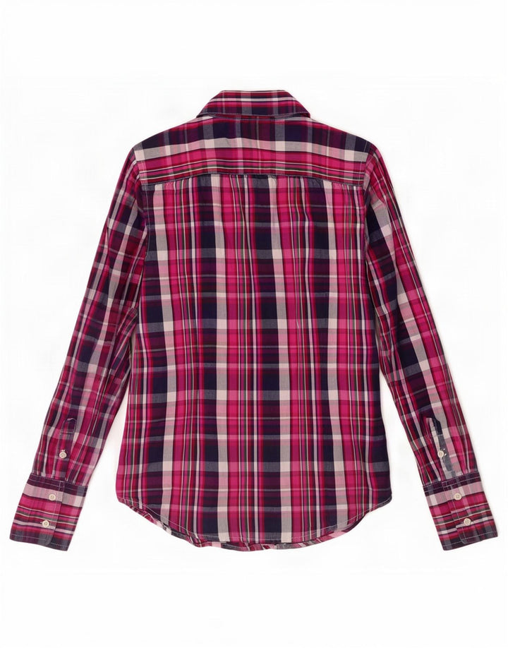Tommy Hilfiger Womens Shirt UK 10 Small Pink Check Cotton