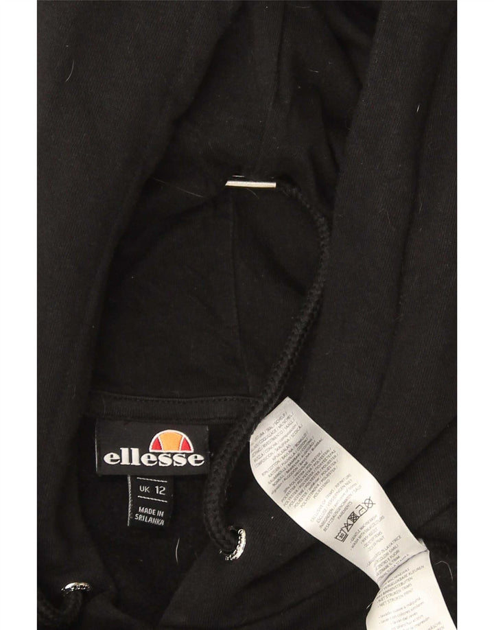 Ellesse Womens Hoodie Jumper UK 12 Medium Black Cotton