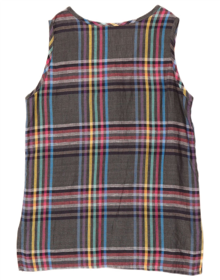 Andrea Mare Womens Sleeveless Blouse Top IT 42 Medium Grey Plaid Linen