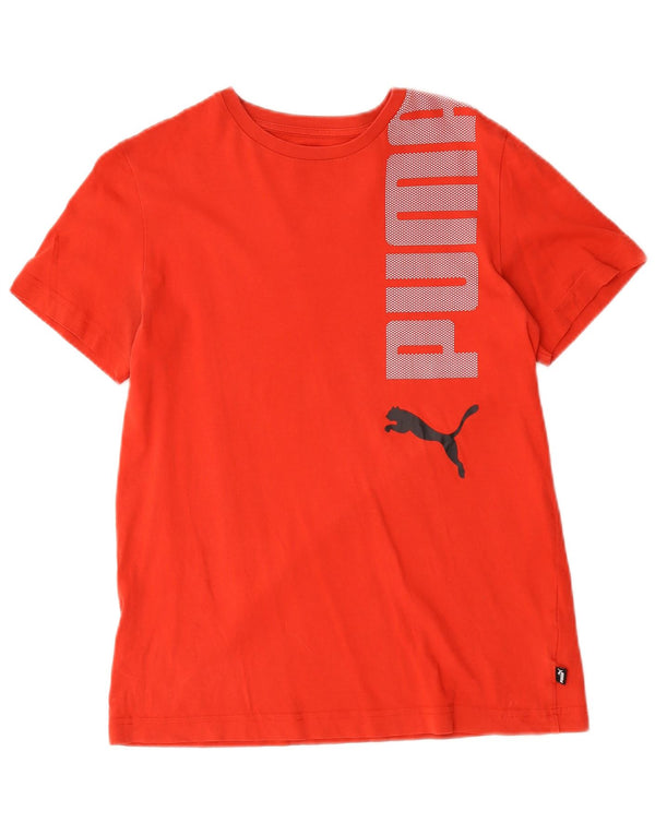 Puma Boys Graphic T-Shirt Top 15-16 Years Red Cotton