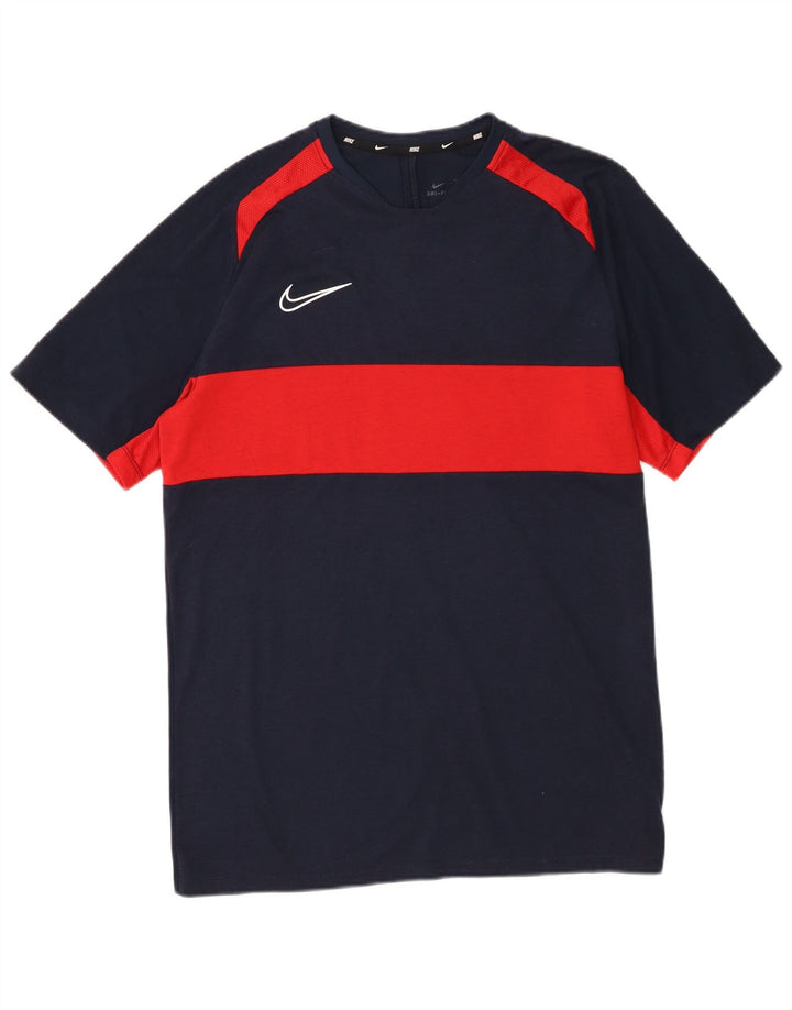 Nike Mens Dri Fit T-Shirt Top Large Navy Blue Colourblock