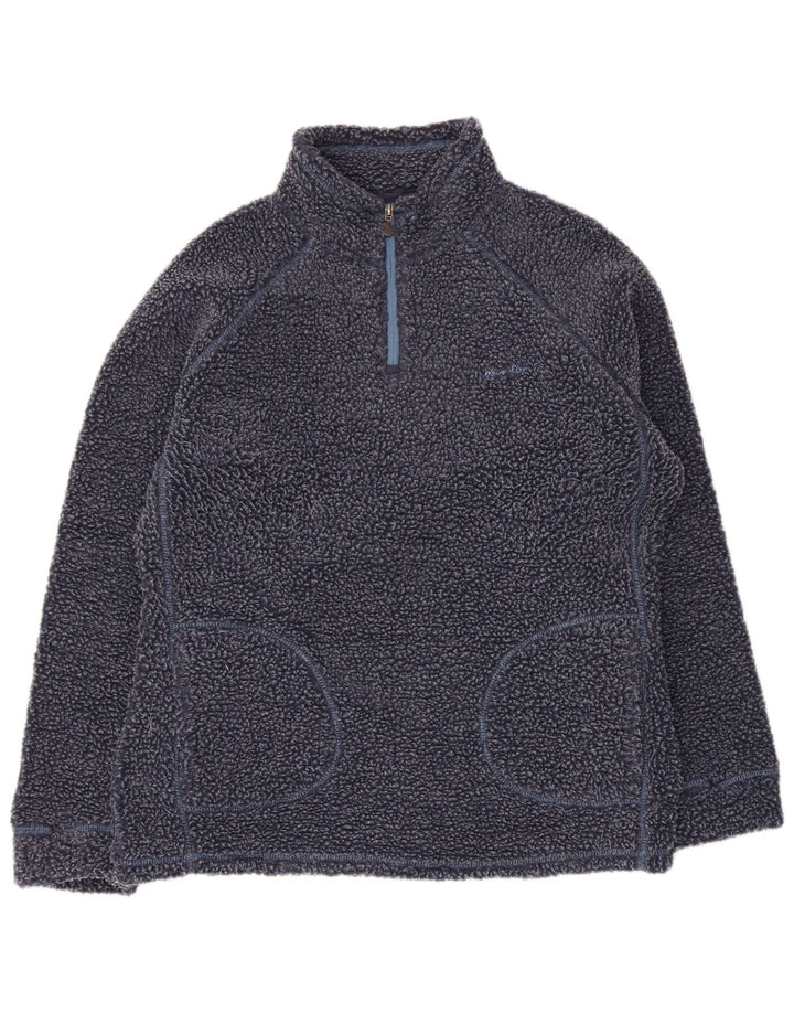 Weird Fish Womens Zip Neck Fleece Jumper UK 16 Large Navy Blue Polyester