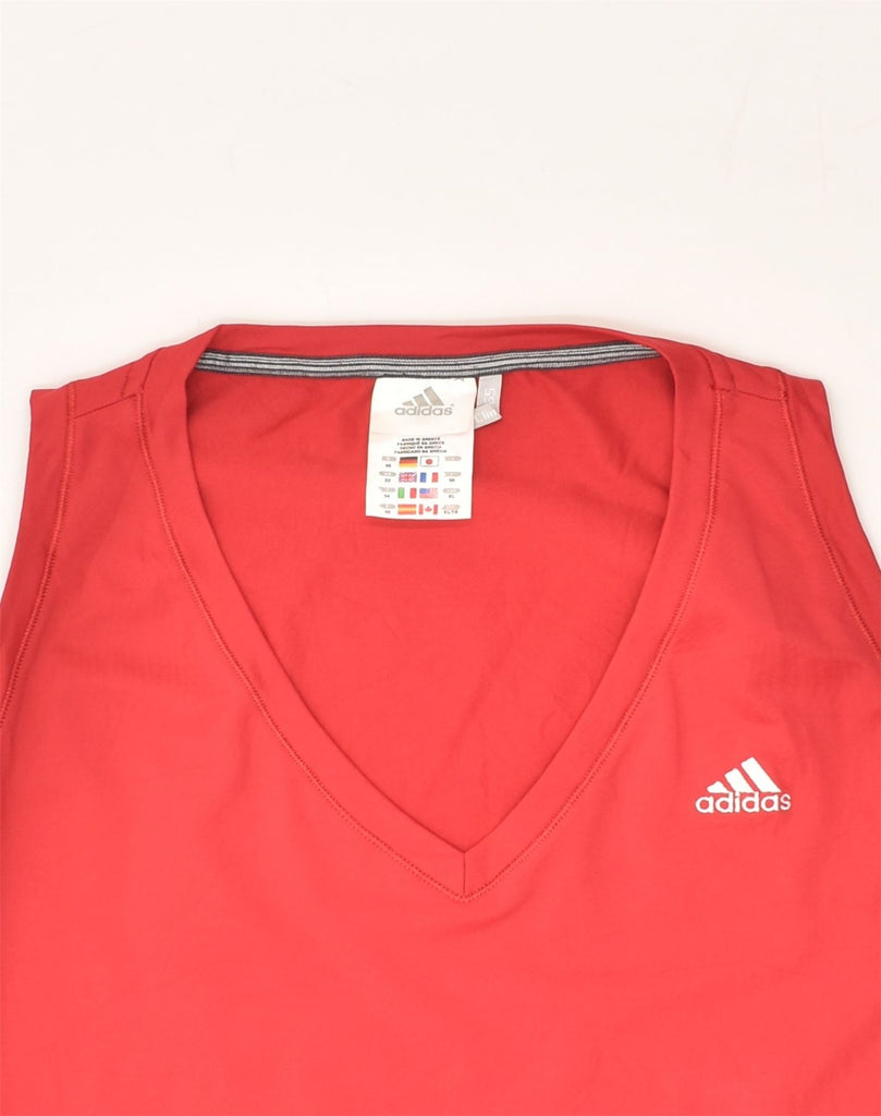 ADIDAS Womens Vest Top UK 22 3XL Red Nylon | Vintage Adidas | Thrift | Second-Hand Adidas | Used Clothing | Messina Hembry 