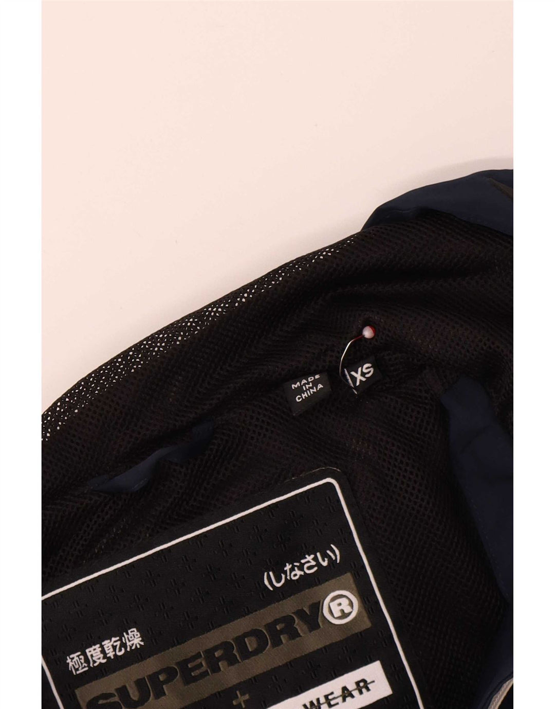 Superdry Mens Hooded Rain Jacket UK 34 XS Navy Blue Colourblock Polyester