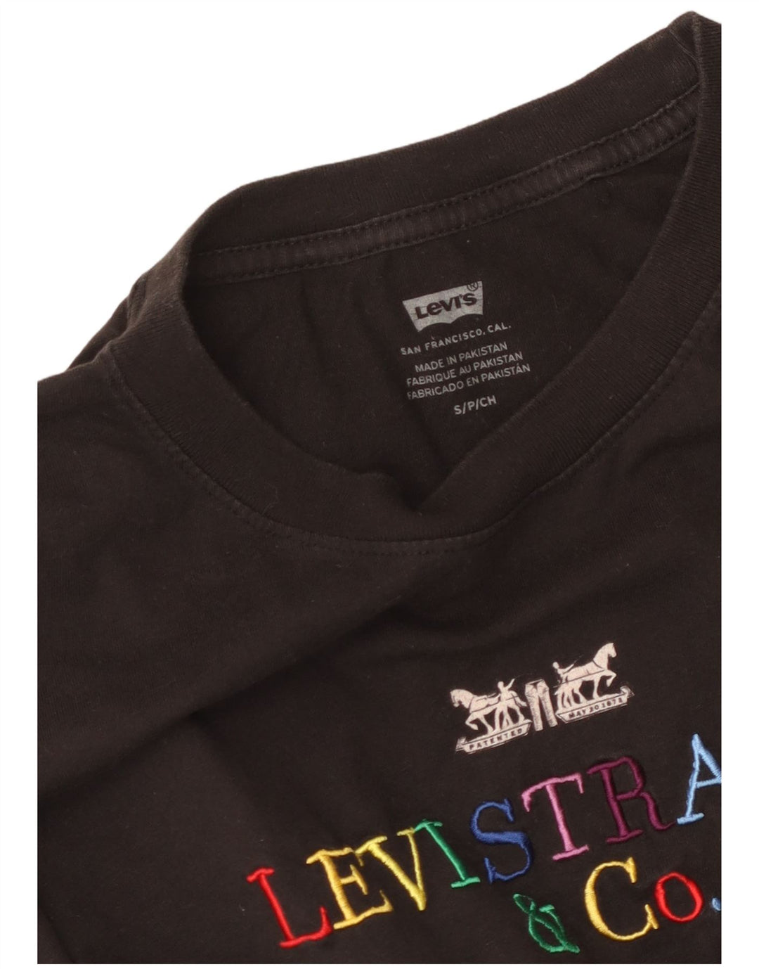 LEVI'S Womens Oversized Graphic T-Shirt Top UK 10 Small Black