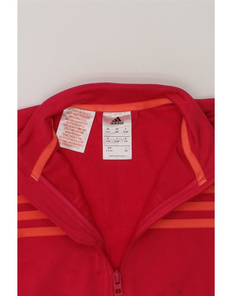 ADIDAS Girls Graphic Tracksuit Top Jacket 5-6 Years Red Polyester | Vintage Adidas | Thrift | Second-Hand Adidas | Used Clothing | Messina Hembry 