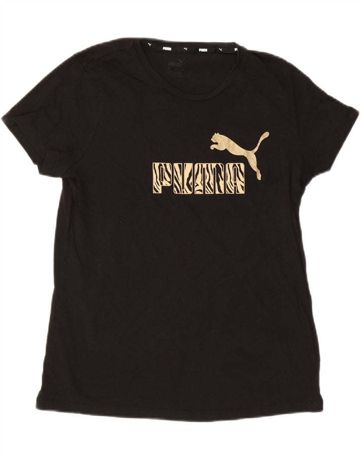PUMA Womens Graphic T-Shirt Top UK 12 Medium Black Vintage Puma and Second-Hand Puma from Messina Hembry 