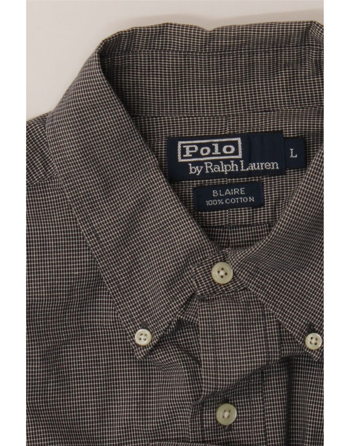 Polo Ralph Lauren Mens Blaire Shirt Large Grey Gingham Cotton