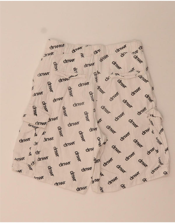Zara Mens Graphic Cargo Shorts EU 38 Small W30  White