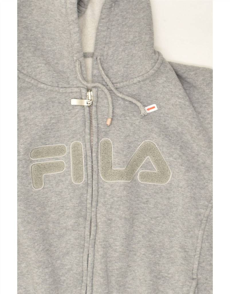 FILA Womens Graphic Zip Hoodie Sweater UK 20 2XL Grey Cotton | Vintage Fila | Thrift | Second-Hand Fila | Used Clothing | Messina Hembry 