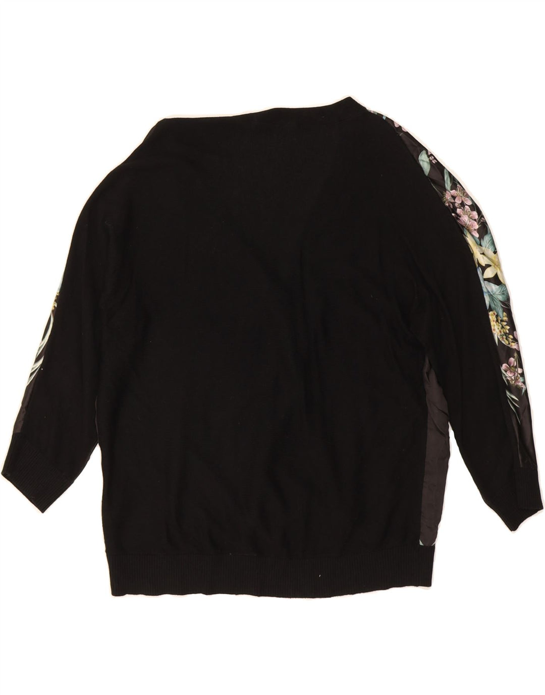 OASIS Womens Oversized V-Neck Jumper Sweater UK 10 Small Black Floral Vintage Oasis and Second-Hand Oasis from Messina Hembry 