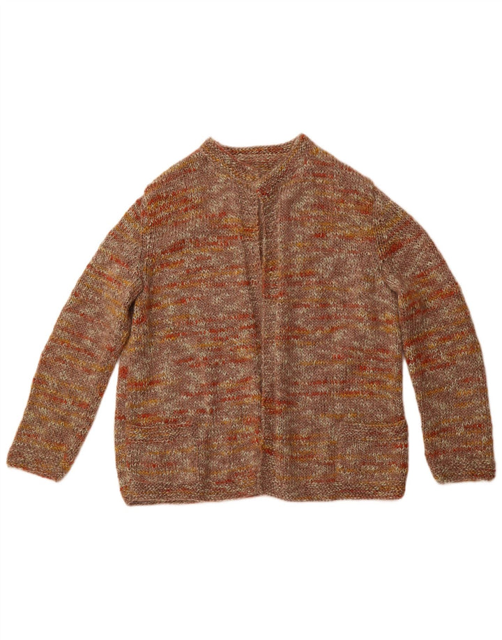 VINTAGE Womens Open Cardigan Sweater UK 12 Medium Brown Flecked