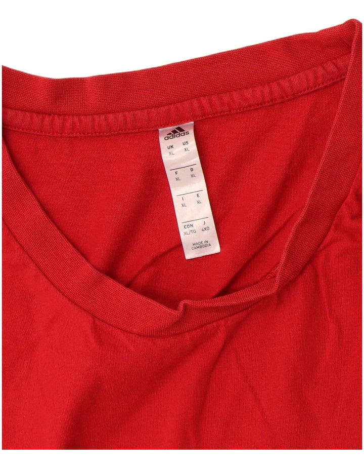 Adidas Mens T-Shirt Top XL Red Cotton