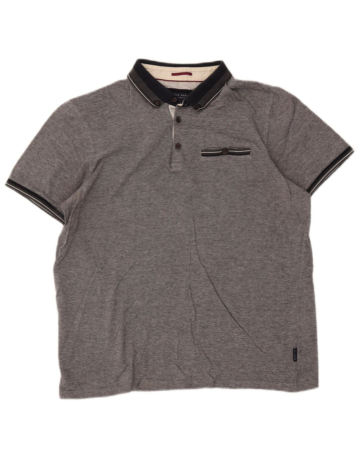 TED BAKER Mens Polo Shirt Size 5 XL Grey Flecked Cotton