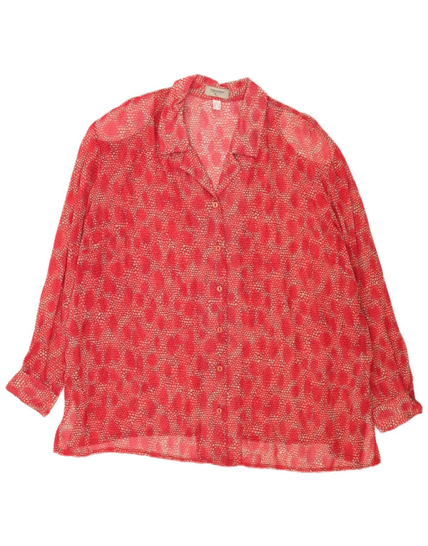 Vintage Womens Shirt Blouse UK 26 5XL Red Floral Viscose