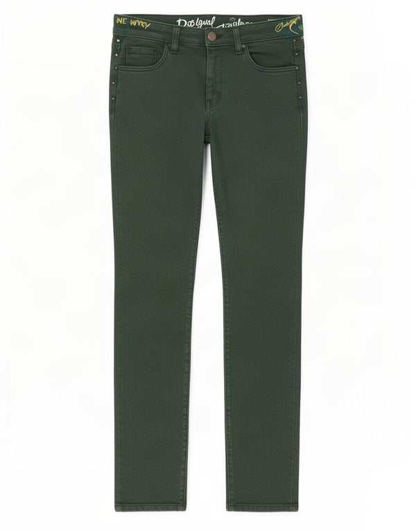 Desigual Womens Graphic Slim Jeans W28 L33 Green Cotton