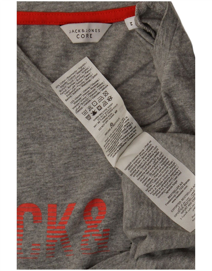 Jack & Jones Mens Core Graphic T-Shirt Top Medium Grey Cotton