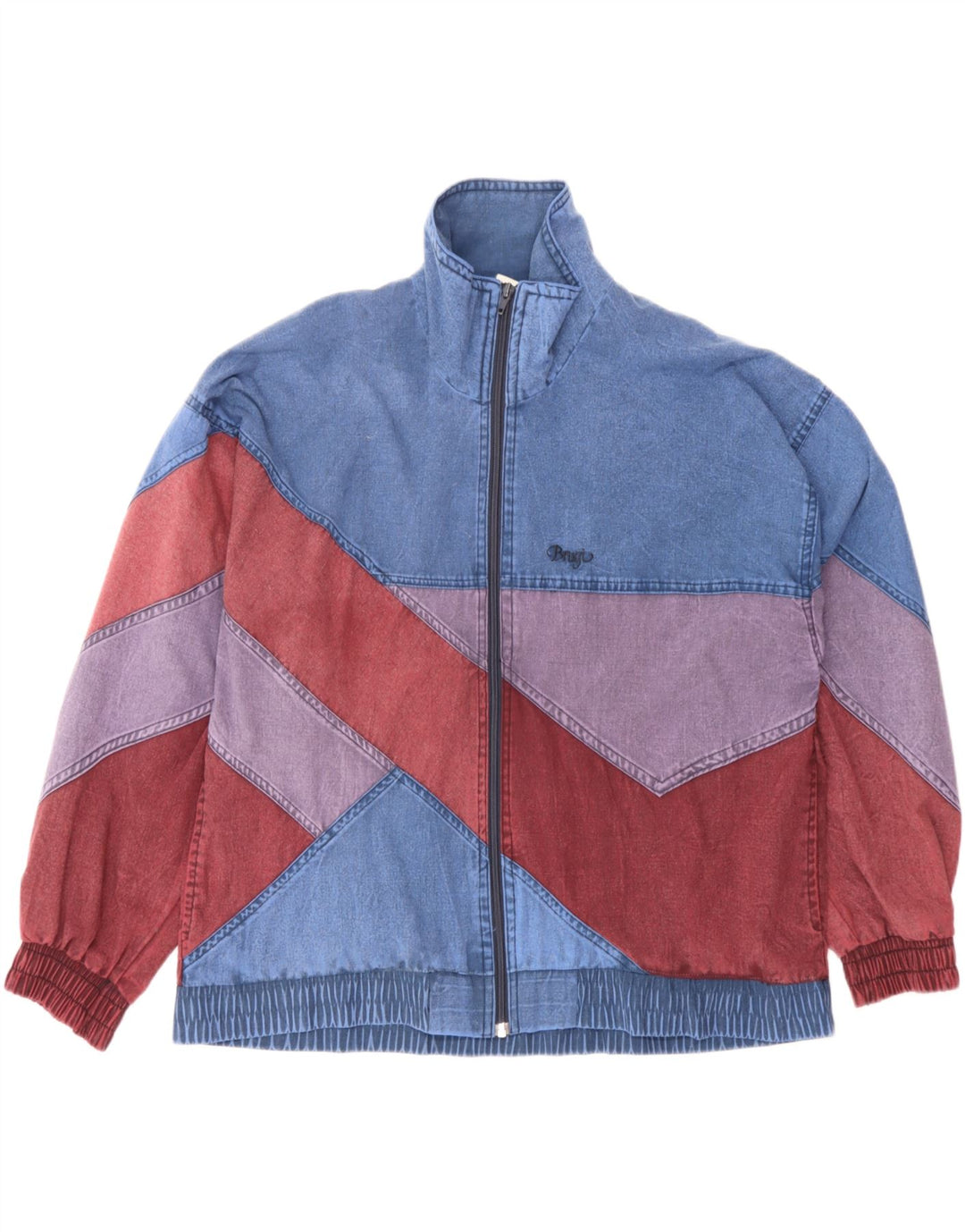 Brugi Womens Oversized Denim Jacket UK 10 Small Blue Colourblock Polyester