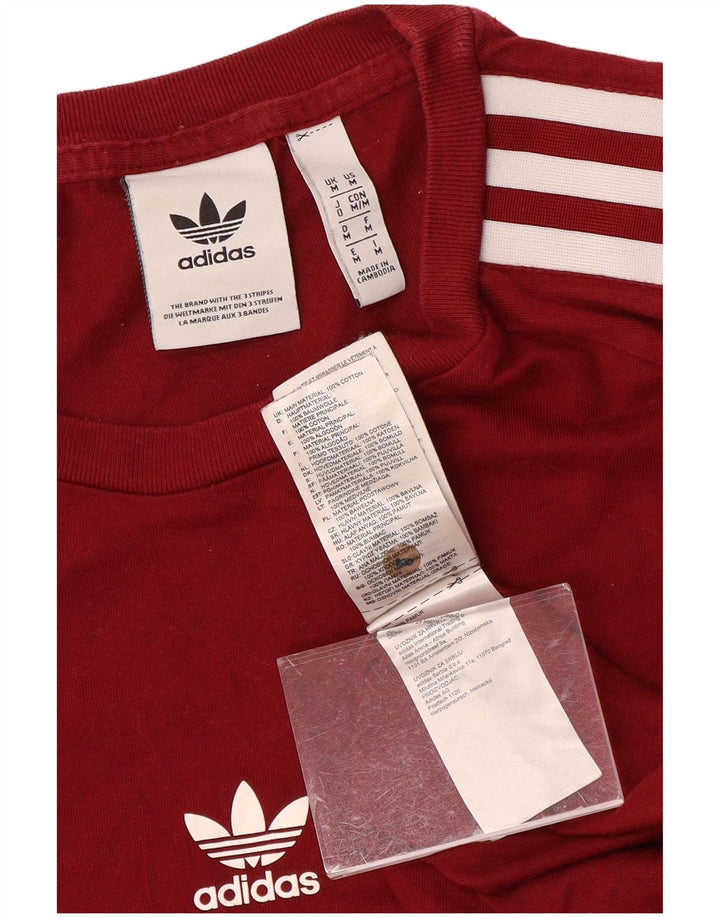 Adidas Mens Graphic T-Shirt Top Medium Burgundy Cotton